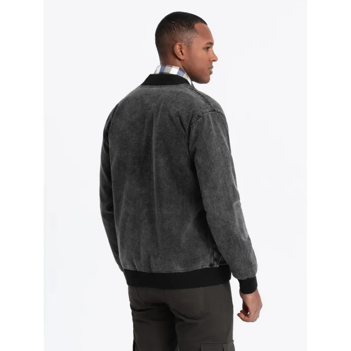 Vyriška bomber stiliaus juoda striukė Norvi V2 OM-JADJ-0163