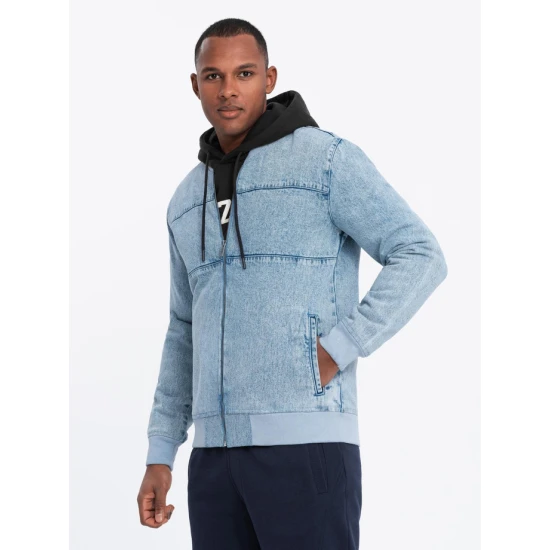 Vyriška bomber stiliaus mėlyna striukė Norvi V3 OM-JADJ-0163