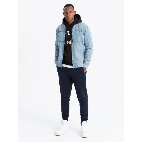 Vyriška bomber stiliaus mėlyna striukė Norvi V3 OM-JADJ-0163