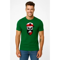 Vyriški žali marškinėliai Poland skull cap