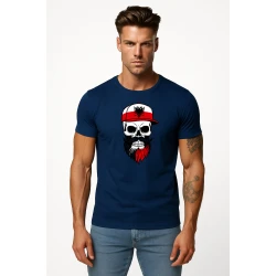 Vyriški tamsiai mėlyni marškinėliai Poland skull cap