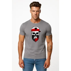 Vyriški pilki marškinėliai Poland skull cap