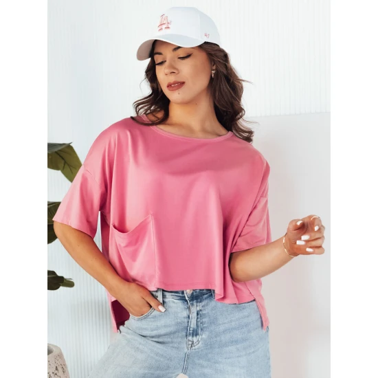 Moteriški oversize tipo rožiniai marškinėliai Eling Marškinėliai