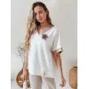 Moteriška oversize tipo balti marškinėliai Shine RY2913