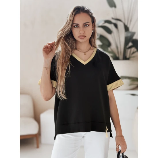 Moteriška oversize tipo juodi marškinėliai Shine RY2912