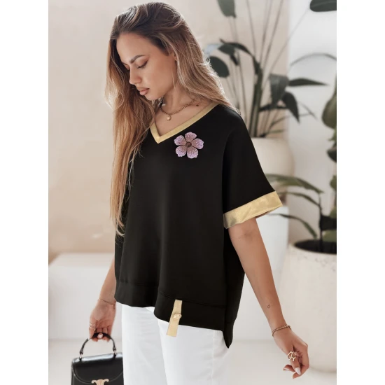Moteriška oversize tipo juodi marškinėliai Shine RY2912