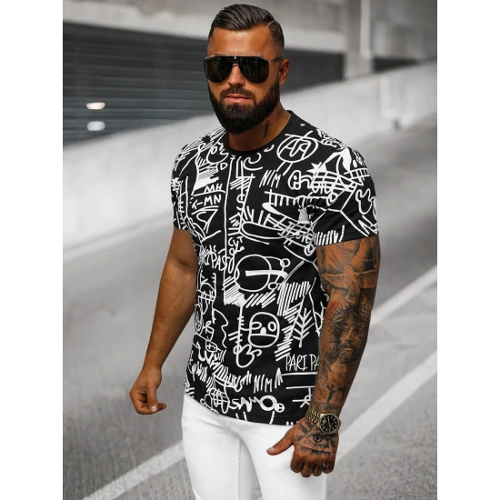 Vyriški juodos spalvos marškinėliai Line O/T1269/3