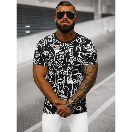 Vyriški juodos spalvos marškinėliai Line O/T1269/3