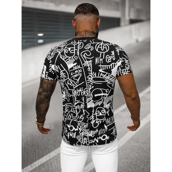 Vyriški juodos spalvos marškinėliai Line O/T1269/3