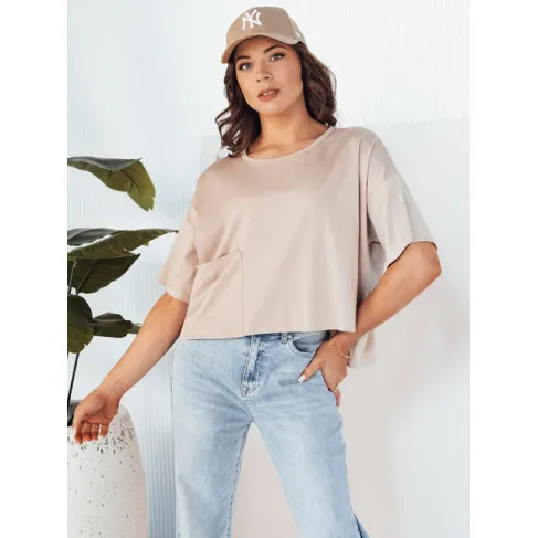 Moteriški oversize tipo rusvi marškinėliai Eling Marškinėliai