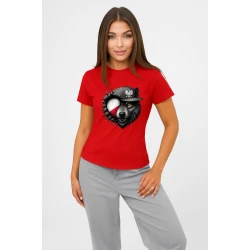 Moteriški raudoni marškinėliai Lenkija vilkas