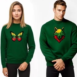 Žalios spalvos džemperių komplektas drugelis-vilkas