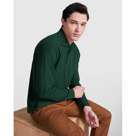 Vyriški tamsiai žali polo marškinėliai ilgomis rankovėmis Carpe Marškinėliai | Polo Roly