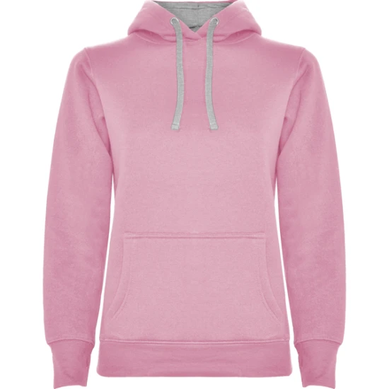 Moteriškas šviesiai rožinis/pilkas džemperis su gobtuvu Urban women Džemperiai su gobtuvu Roly