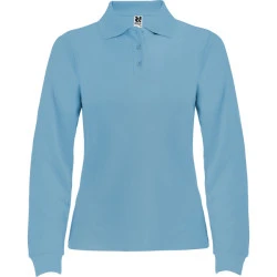 Moteriški šviesiai mėlyni polo marškinėliai ilgomis rankovėmis Estrella