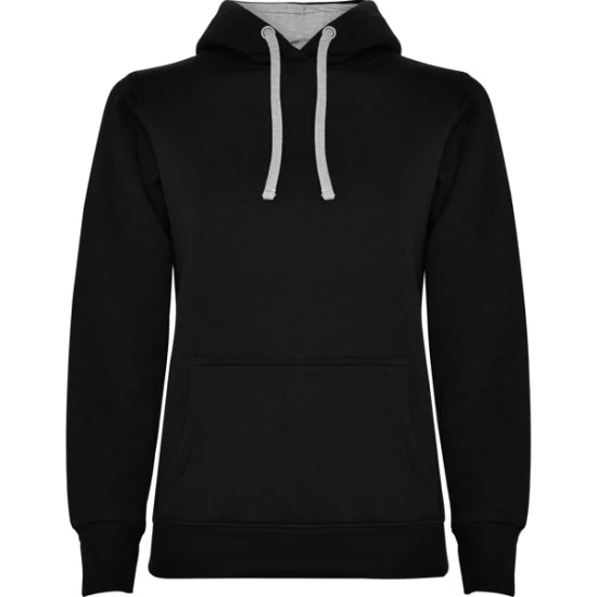 Moteriškas juodas/pilkas džemperis su gobtuvu Urban women Džemperiai su gobtuvu Roly