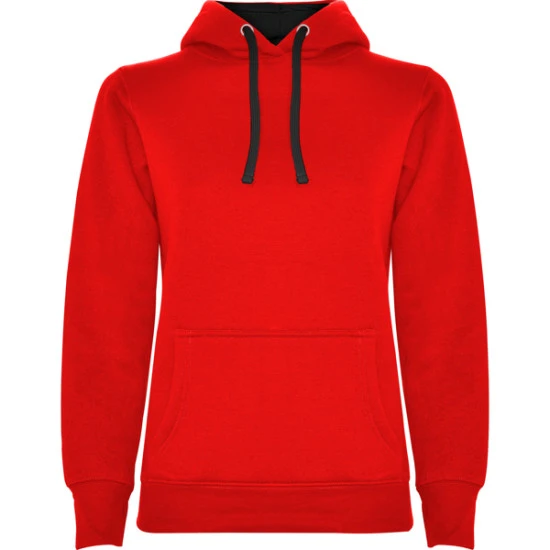 Moteriškas raudonas/juodas džemperis su gobtuvu Urban women Džemperiai su gobtuvu Roly