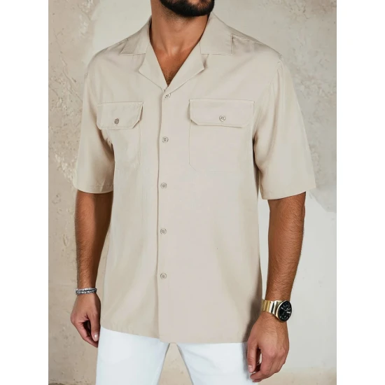 Vyriški rusvi marškiniai trumpomis rankovėmis Kenat Marškiniai