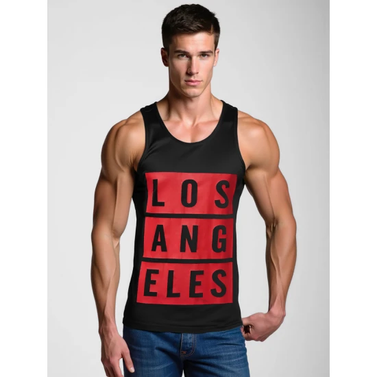 Vyriški juodi marškinėliai Los Angeles Marškinėliai su užrašais