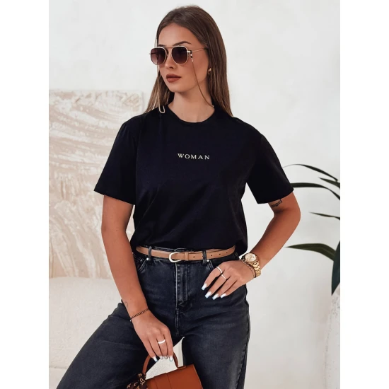 Moteriški juodi marškinėliai Woman Marškinėliai su užrašais