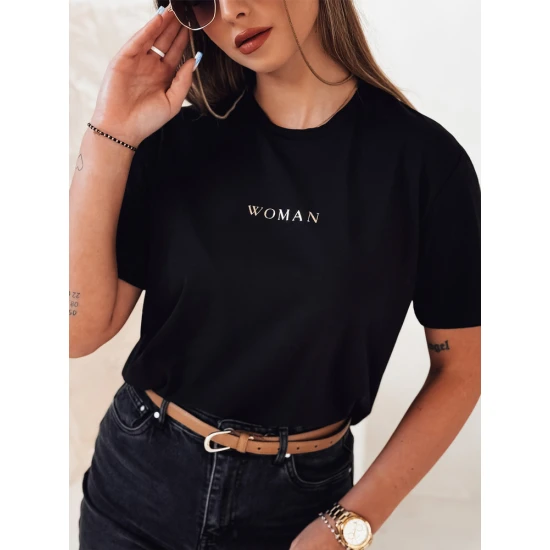 Moteriški juodi marškinėliai Woman Marškinėliai su užrašais