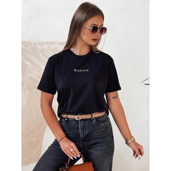 Moteriški juodi marškinėliai Woman Marškinėliai su užrašais