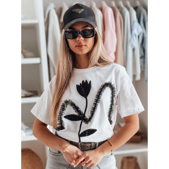 Moteriški balti marškinėliai Petinia Marškinėliai su užrašais