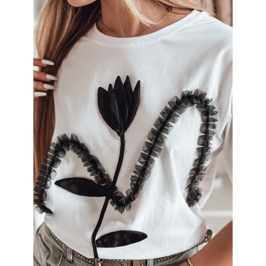 Moteriški balti marškinėliai Petinia Marškinėliai su užrašais