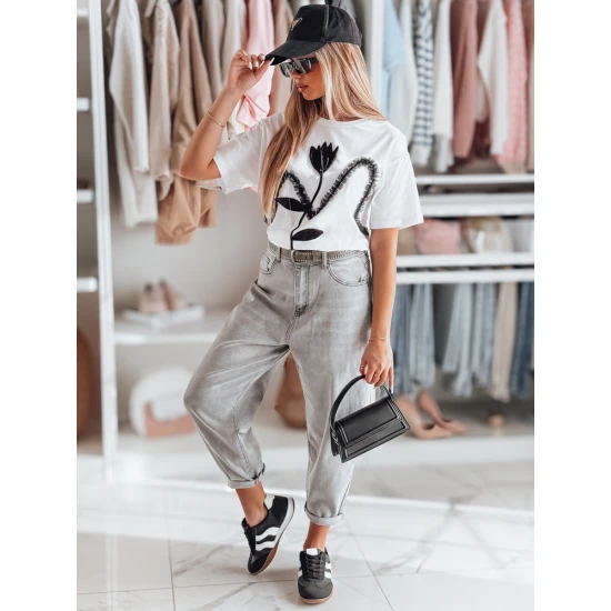 Moteriški balti marškinėliai Petinia Marškinėliai su užrašais