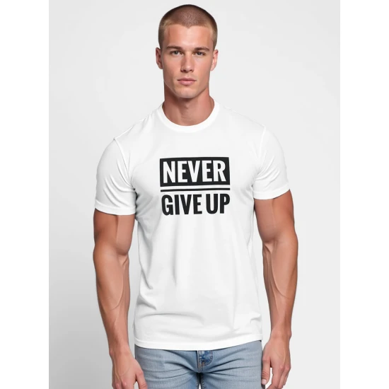 Vyriški balti marškinėliai Stay strong Marškinėliai su užrašais