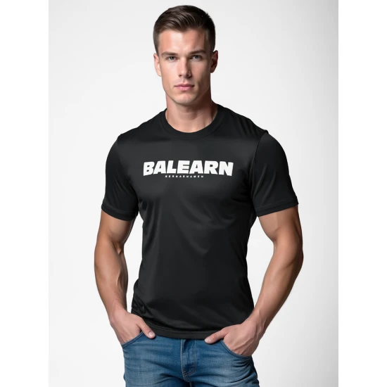 Vyriški juodi marškinėliai Balearn Marškinėliai su užrašais