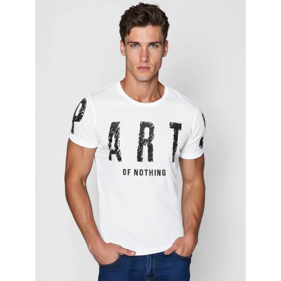 Vyriškli balti marškinėliai Part Marškinėliai su užrašais