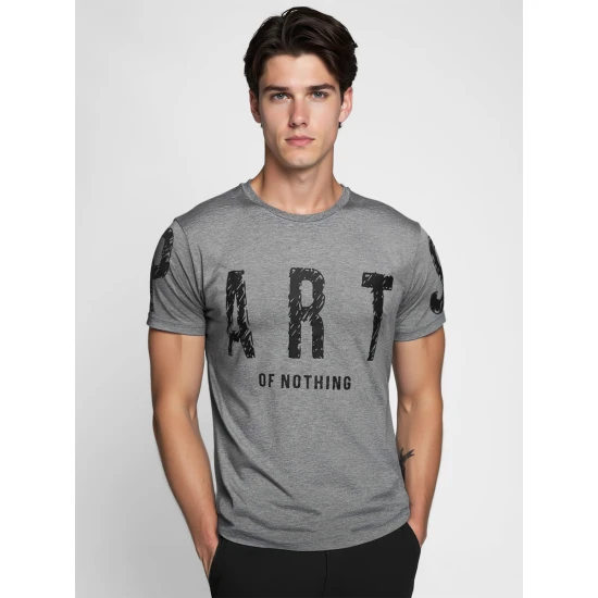 Vyriškli pilki marškinėliai Part Marškinėliai su užrašais
