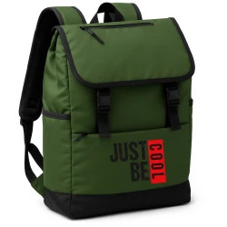 Chaki kuprinė Just be cool (juodomis raidėmis)