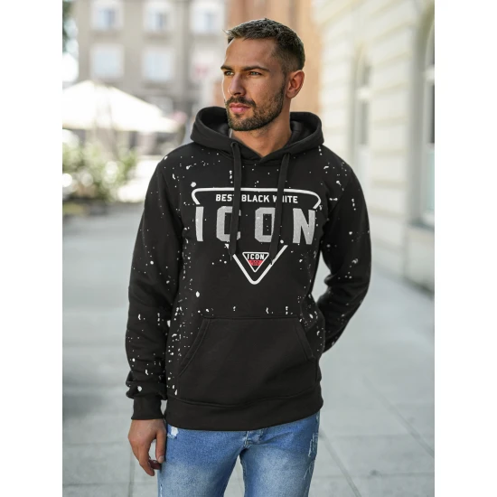 Vyriškas juodas džemperis Best Vyriški džemperiai su gobtuvu