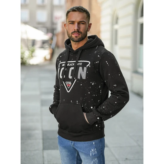 Vyriškas juodas džemperis Best Vyriški džemperiai su gobtuvu