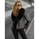 Moteriška juoda odinė striukė su kailiuku Laser Moteriškos striukės