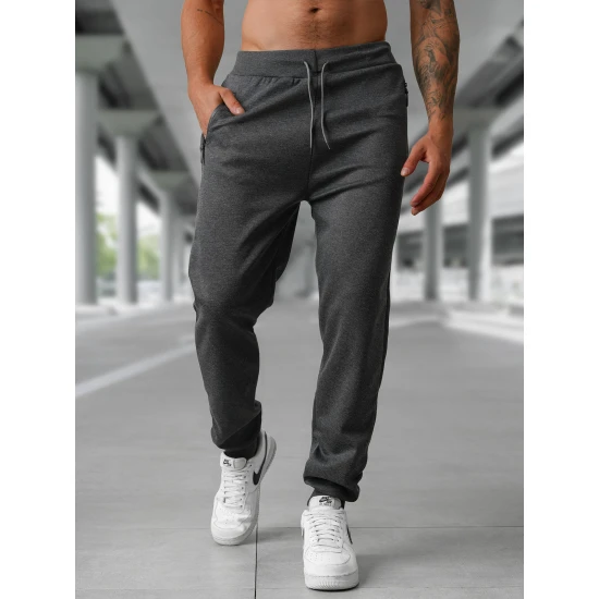 Vyriškos tamsiai pilkos kelnės Rene Laisvalaikio kelnės