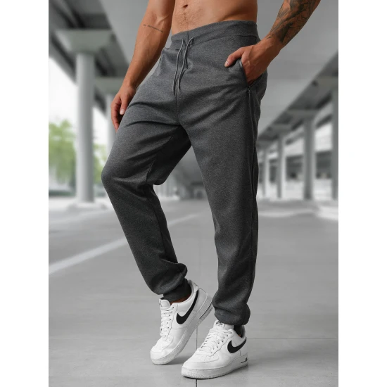 Vyriškos tamsiai pilkos kelnės Rene Laisvalaikio kelnės