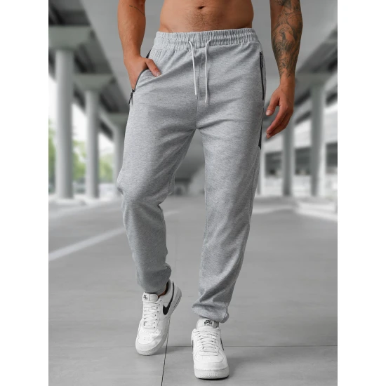 Vyriškos šviesiai pilkos laisvalaikio kelnės Emit Laisvalaikio kelnės
