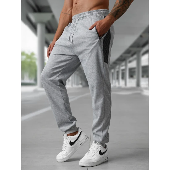 Vyriškos šviesiai pilkos laisvalaikio kelnės Emit Laisvalaikio kelnės