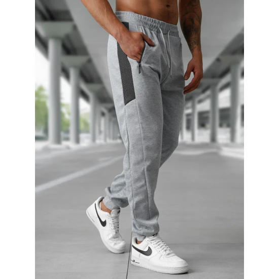 Vyriškos šviesiai pilkos laisvalaikio kelnės Emit Laisvalaikio kelnės