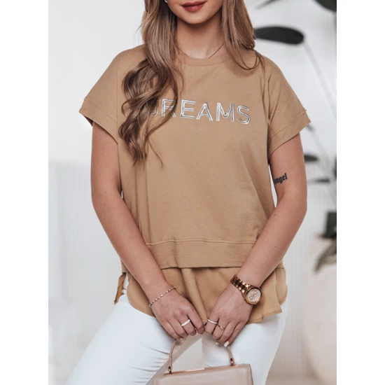 Moteriški rudos spalvos marškinėliai Dreams Marškinėliai su užrašais