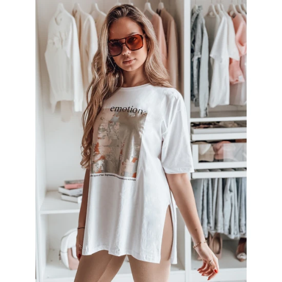 Moteriški balti marškinėliai Emotion Marškinėliai su užrašais
