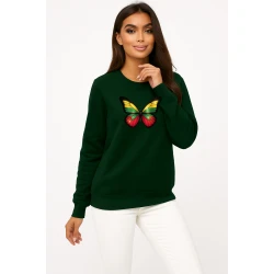 Moteriškas tamsiai žalias džemperis be gobtuvo Drugelis LT