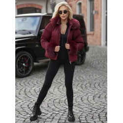 Moteriška žieminė bordo spalvos striukė su kailiuku Evin