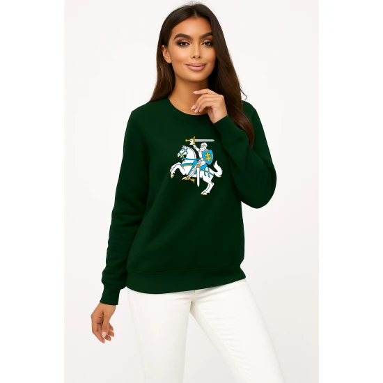 Moteriškas tamsiai žalias džemperis be gobtuvo Vytis Džemperiai su užrašais