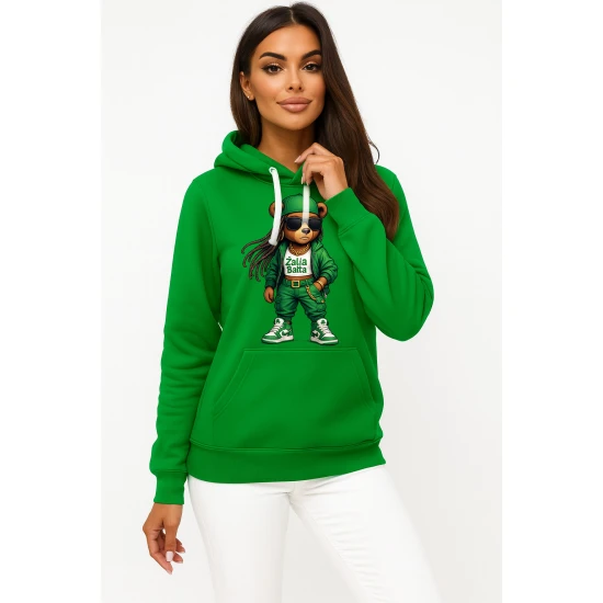 Moteriškas žalias džemperis Meškutė Džemperiai su užrašais