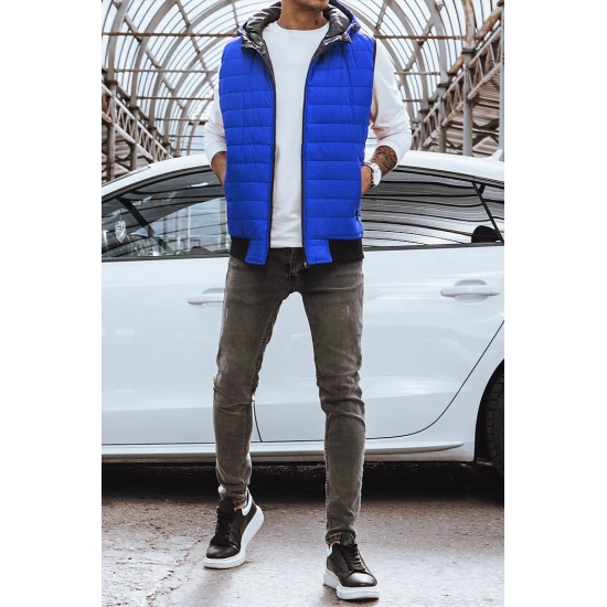 Dygsniuota vyriška mėlyna liemenė Lider Liemenės