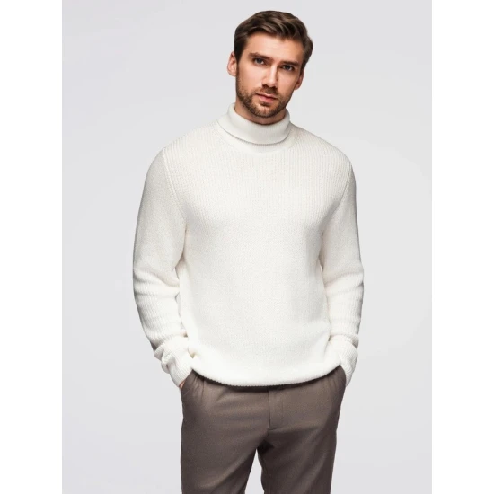 Vyriškas baltas megztinis su aukštu kaklu Ton Megztiniai aukštu kaklu
